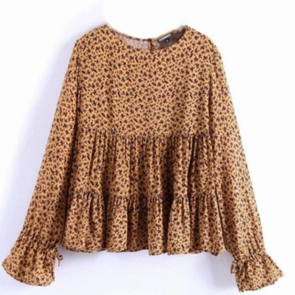 Zara Tops - Zara Floral Printed Pleated Top
